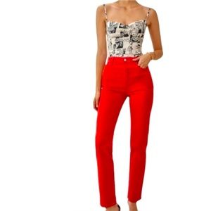 REFORMATION Cynthia High Rise Straight Garment Dye in Tomato size 25